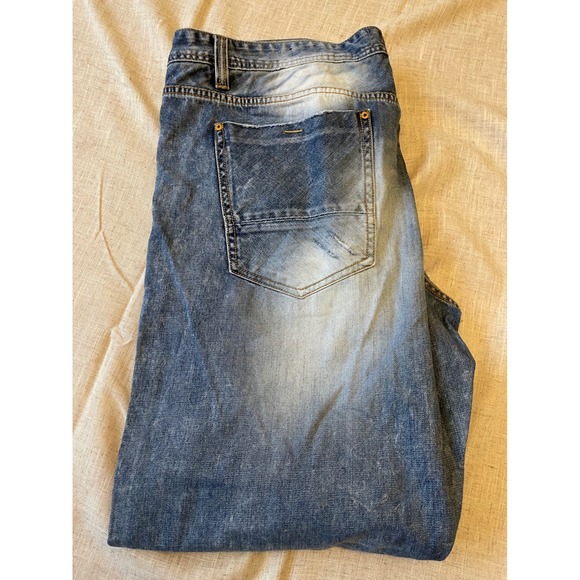 AKOO Denim Jeans‎ Mens 44 Logger Fit Blue Distressed - Picture 9 of 14